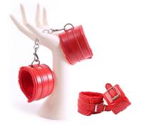 Hdynasty Menottes en Peluche en Cuir Accessoires de Contention pour Les Mains et Les Pieds des Femmes, Matériel de Yoga Alternatif (Rouge)