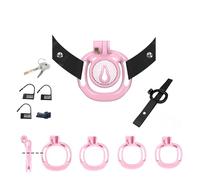 Hdynasty Mini Cage compacte en résine pour Hommes avec 1 Sangle élastique + 4 Anneaux Fixes en Arc (Rose, CX-1)