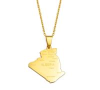 Hdyrpex Anniyo Collier pendentif carte de l'Algérie Nom de la ville Collier Pendentif Bijoux Carte Algérienne Colliers @269821