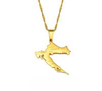 Hdyrpex Collier avec pendentif carte de la Croatie avec noms de villes en acier inoxydable pour homme et femme