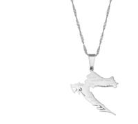 Hdyrpex Collier avec pendentif carte de la Croatie avec noms de villes en acier inoxydable pour homme et femme