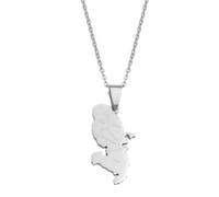 Hdyrpex Collier avec pendentif carte de la Martinique avec communes en acier inoxydable pour homme et femme