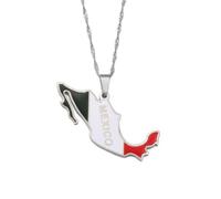 Hdyrpex Collier avec pendentif carte du Mexique en acier inoxydable pour homme et femme