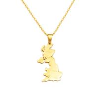 Hdyrpex Collier avec pendentif carte du Royaume-Uni de Grande-Bretagne et d'Irlande du Nord pour homme et femme en acier inoxydable