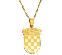 Hdyrpex Collier avec pendentif drapeau de la Croatie en acier inoxydable pour homme et femme