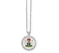 Hdyrpex Collier avec pendentif drapeau du Nigeria Haïti Ghana avec verre artificiel pour homme et femme