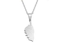 Hdyrpex Collier avec pendentif en forme de carte de la Corse de la Corse avec nom de village - Pour homme et femme - En acier inoxydable