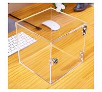 HDYZJQ Boite Acrylique Vitrine en Acrylique pour comptoir avec Serrure, empilable Transparent Bacs de Stockage en Cube, Boîte Cadeau en Acrylique pour Jouets Figures Papier(15x15x15 cm)