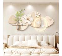 HDZNDH Art Mural 3D Moderne Avec Lumière LED, Décoration Murale En Grès Avec Plantes Vertes Artificielles Et Vase En Verre, Alimentation Par Prise Pour Maison, Restaurant, Hôtel