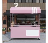 HDZNDH Chariot De Marchand Mobile Portable Avec Auvent Pliable, Chariot De Restauration À 4 Roues Avec Roues À 360°, Stand De Marché En Fer Créatif Pour Événements, Marchés De Producteurs, Nourriture