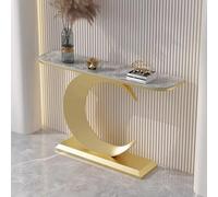 HDZNDH Console De Style Industriel, Console D’entrée Moderne Et Étroite avec Base Métallique en Forme De Croissant, Plateau Pierre Frittée Élégant, pour Petits Espaces, Couloir, Foyer