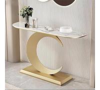 HDZNDH Console De Style Industriel, Console D’entrée Moderne Et Étroite avec Base Métallique en Forme De Croissant, Plateau Pierre Frittée Élégant, pour Petits Espaces, Couloir, Foyer