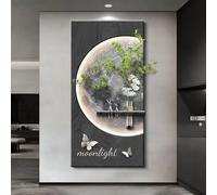 HDZNDH Décoration Murale 3D Moderne Avec LED, Tableau En 3D Effet Sable, Design Des Phases Lunaires, Étagère Plante Décorative, Décoration Murale À Brancher Pour Entrée, Couloir, Maison