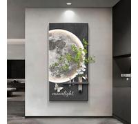 HDZNDH Décoration Murale 3D Moderne Avec LED, Tableau En 3D Effet Sable, Design Des Phases Lunaires, Étagère Plante Décorative, Décoration Murale À Brancher Pour Entrée, Couloir, Maison