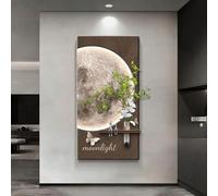 HDZNDH Décoration Murale 3D Moderne Avec LED, Tableau En 3D Effet Sable, Design Des Phases Lunaires, Étagère Plante Décorative, Décoration Murale À Brancher Pour Entrée, Couloir, Maison