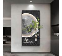 HDZNDH Décoration Murale 3D Moderne Avec LED, Tableau En 3D Effet Sable, Design Des Phases Lunaires, Étagère Plante Décorative, Décoration Murale À Brancher Pour Entrée, Couloir, Maison