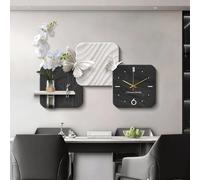 HDZNDH Horloge Murale Design Moderne 3D Décorative, Mouvement Quartz Silencieuse, Décoration Murale Créative avec Plantes Artificielles Et Vase en Verre, Élément Moderne pour Entrée Et Bureau