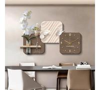 HDZNDH Horloge Murale Design Moderne 3D Décorative, Mouvement Quartz Silencieuse, Décoration Murale Créative avec Plantes Artificielles Et Vase en Verre, Élément Moderne pour Entrée Et Bureau