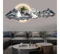 HDZNDH Horloge Murale Design Moderne 3D Et Silencieuse avec LED, Grande Sculpture Murale Suspendue, Sculptures Murales Créatives De Paysage Alimentation Secteur par Prise, pour Salon, Chambre