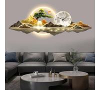 HDZNDH Horloge Murale Design Moderne 3D Et Silencieuse avec LED, Grande Sculpture Murale Suspendue, Sculptures Murales Créatives De Paysage Alimentation Secteur par Prise, pour Salon, Chambre