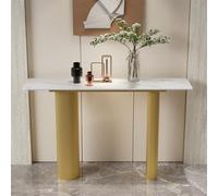 HDZNDH Meuble Console D'entrée Moderne avec Plateau en Pierre Frittée, Console Entree pour Couloir avec Base À Double Colonne en Métal, Montage Simple, Idéale pour Salon, Foyer Ou Bureau.