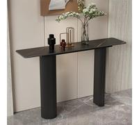 HDZNDH Meuble Console D'entrée Moderne avec Plateau en Pierre Frittée, Console Entree pour Couloir avec Base À Double Colonne en Métal, Montage Simple, Idéale pour Salon, Foyer Ou Bureau.