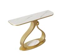 HDZNDH Meuble Console D'entrée Moderne, Console Entree De Style Industriel avec Plateau en Pierre & Base Métallique Artistique, Montage Facile pour Salon, Couloir, Chambre