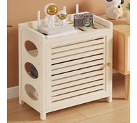 HDZNDH WiFi Router Hidden Box, Power Strip Cable Management Hider Organizer, Bamboo Decorative Box with Adjustable Shelves for Home Media Storage Cabinet, Cord Management for Office