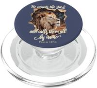 He Counts The Stars Psalm 147:4 Lion PopSockets PopGrip pour MagSafe