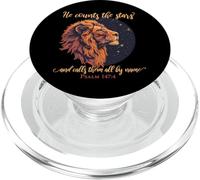 He Counts The Stars Psalm 147:4 Lion PopSockets PopGrip pour MagSafe