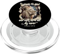 He Counts The Stars Psalm 147:4 Lion PopSockets PopGrip pour MagSafe