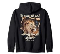 He Counts The Stars Psalm 147:4 Lion Sweat à Capuche