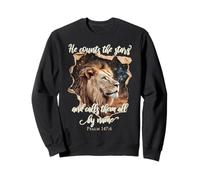He Counts The Stars Psalm 147:4 Lion Sweatshirt