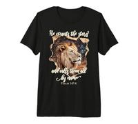 He Counts The Stars Psalm 147:4 Lion T-Shirt Haut de Gamme