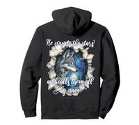 He Counts The Stars Verset biblique Chrétien Loup Sweat à Capuche