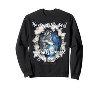 He Counts The Stars Verset biblique Chrétien Loup Sweatshirt