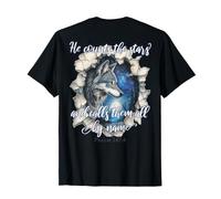 He Counts The Stars Verset biblique Chrétien Loup T-Shirt