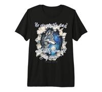 He Counts The Stars Verset biblique Chrétien Loup T-Shirt Haut de Gamme