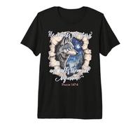 He Counts The Stars Verset biblique Chrétien Loup T-Shirt Haut de Gamme