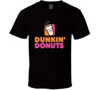 HE&FSHENG Dunkin Donuts T-Shirts Black Manches Courtes(Medium)