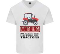 HE&FSHENG May Talking About Tractors Funny Farmer Mens V-Neck Cotton T-Shirt Manches Courtes(X-Large)