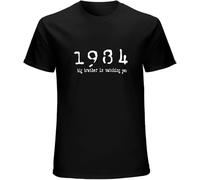 HE&FSHENG Men's 1984 T-Shirt - George Orwell Big Brother Black Manches Courtes(Medium)