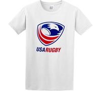 HE&FSHENG Men's Casual Shirt Glorious Return USA Rugby Logo Cool and Breathable White Manches Courtes(X-Large)