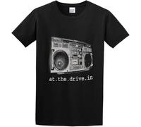 HE&FSHENG Men's Casual Shirt The Drive in Boombox Hand Wash Recommended Black Manches Courtes(Medium)