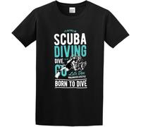 HE&FSHENG Men's Scuba Diving Born to Dive O-Neck Cotton T Shirt Manches Courtes(X-Large)