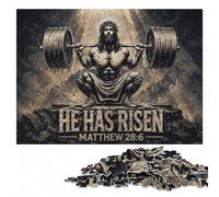 He Has Risen - Jesus Squat Workout Puzzle en Bois Adulte | Un loisir d'intérieur concentré: une progression régulière sur plusieurs sessions.