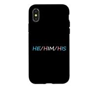 HE Him His Pronouns Trans Transgender Pround Trans Men Pride Coque pour iPhone X/XS