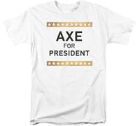 HE&HONP Billions Axe for President-S Adult 18 1-White Manches Courtes(Large)