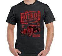 HE&HONP Hot Rod T-Shirt Steel in Motion Mens Lucky 13 American Car Enthusiast Manches Courtes(XX-Large)