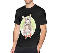 HE&HONP Made in Abyss Nanachi Men's Cotton Round Neck T-Shirt Novelty Black Manches Courtes(Medium)